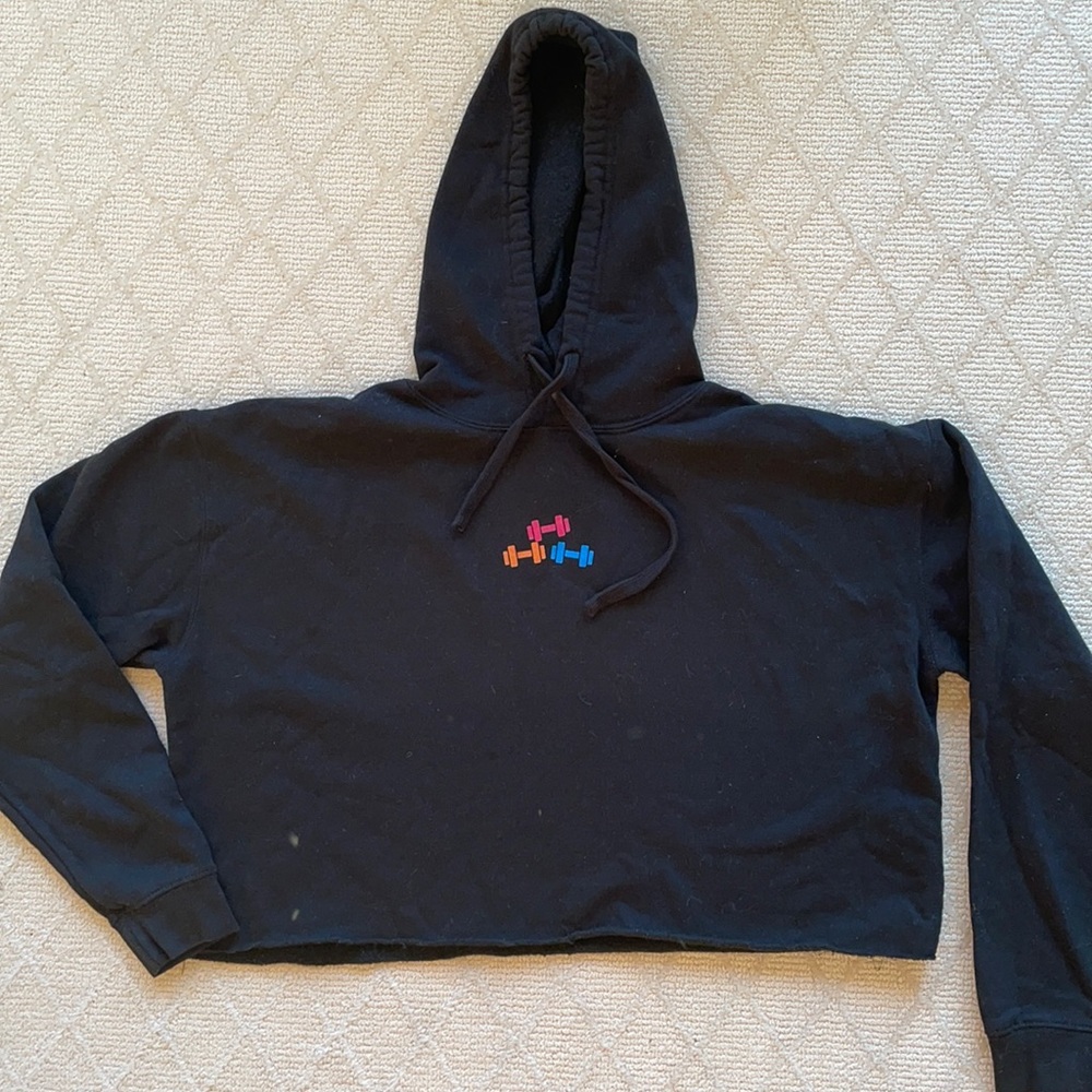 Black cropped lightweight hoodie